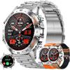 SGDDFIT 1,39'' AMOLED Smartwatch Uomo con Chiamate Bluetooth, 2025 Nuovo Orologio Fitness con 24/7 Monitor Temperatura Corporea Sonno e Cardiofrequenzimetro, SpO2, Orologio Sportivo 3ATM iOS Android (Argento)
