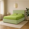 Letto matrimoniale contenitore zoom rivestito in tessuto verde 160x190 cm