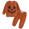 TBAMTBW Completo Halloween Bambino Neonato,Vestito Halloween Neonato Maschio,Costume Halloweens Neonati,Set Felpa Halloweens per Bambino Neonati Maniche Lunghe + Pantaloni con Tasche