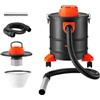 VEVOR Aspiracenere 20 L 1200 W con Ruote Aspiratore per Camino Stufa Pellet | Aspiratore per Camino con Corpo in Acciaio, Filtrazione a Doppio Stadio e Tubo da 1,2 m, per Stufa a Legna, Nero e Arancione