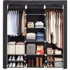 SONGMICS Armadio in Tessuto, Guardaroba Pieghevole, 150 x 45 x 175 cm | Appendiabiti, Scaffale per Borse, Giocattoli, Scarpe, con 2 Barre di Sospensione, Nero Inchiostro, COLLEZIONE RYLAN RYG12B