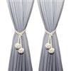 Snugory Fermatende in Corda di Cotone con Doppia Sfera Bianca 1 Coppia | Lacci intrecciati da 125 cm con sfere da 5 cm per raccogliere tende senza forare pareti