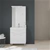 Kiamami Valentina Mobile Bagno 75 Cm 2 Ante Con Lavabo E Pensile Bianco | Composizione a terra con specchio LED, lavabo in ceramica, struttura MDF, L 75 x P 33,5 x H 81,5 cm