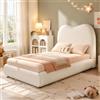 Autheria Letto singolo 90x190cm con rete a doghe e testiera imbottita,letto per bambini con meccanismo idraulico e ampio vano contenitore, velluto Beige(Senza Materasso)