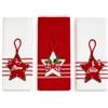 Intimitaly Strofinacci Natalizi Cucina Set 3 Pezzi - Canovacci in 90% Cotone ad Alta Assorbenza - Panni Cucina Morbidi, Resistenti e Multiuso - Fantasie Natale, STELLE - 2 BIANCHI 1 ROSSO