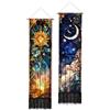 PLIGREAT Confezione da 2 arazzi verticali con sole e luna, con finestre in vetro colorato, lungo arazzo estetico da appendere alla parete con nappe, per camera da letto, soggiorno, bagno, decorazione