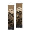 PLIGREAT Confezione da 2 arazzi verticali con peonie giapponesi con nappe, eleganti fiori da appendere alla parete, per camera da letto, bagno, soggiorno, caldo, lungo e stretto, da appendere alla
