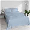 MB HOME ITALY Set Lenzuola Letto Matrimoniale Cotone Max Color, lavorato in Italia - Completo Letto, Lenzuolo Sotto con Angoli, Telo Sopra 240x300 cm e 2 Federe con Patella Interna, Azzurro
