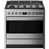 Smeg Cucina A90G001PX con forno termoventilato e piano cottura gas finitura acciaio inox da 90x60 cm
