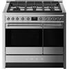 Smeg Cucina A10G002PTX con doppio forno e piano cottura gas finitura acciaio inox da 100x60 cm