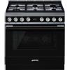Smeg Selection Smeg S Cucina CPF9GPBL con forno pirolitico termoventilato e piano cottura gas finitura nero da 90x60 cm