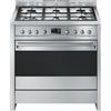 Smeg Selection Smeg S Cucina A1-9 con forno termoventilato e piano cottura gas finitura inox da 90x60 cm