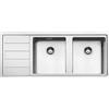 Smeg Selection Smeg S Lavello due vasche con gocciolatoio sx LFT116S finitura acciaio inox da 117x51 cm - Filotop/Flat