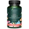 Vegavero Omega-3 Plus ADEK | 60 capsule | EPA + DHA da olio di alghe | con vitamine A, D, E, K | vegano