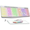 Selius Set di tastiera e mouse wireless, silenziosi, con retroilluminazione RGB, mouse ottico con LED, 1600 dpi