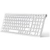 Selius Tastiera Bluetooth BK10, tastiera ricaricabile, ergonomica, full-size, con layout QWERTZ tedesco, connessione stabile per iPad, iPhone, Mac