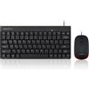 Selius Tastiera e mouse compatti con cavo, connessione USB, colore nero, layout QWERTY americano