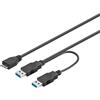 Selius Cavo Y per alimentazione USB 3.0, con connettore Micro USB B e due connettori USB A, lunghezza 0,3 metri