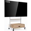 FITUEYES Supporto TV mobile con cassetto, adatto per schermi da 40-85 pollici, con capacità di carico fino a 60 kg, regolabile in altezza, finitura naturale e bianca
