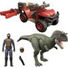 Mattel Jurassic World JKG91 - Action Figure con veicolo e dinosauro, con artiglio di cattura e elementi di cattura per raccontare storie