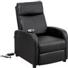 Baroni Home Poltrona Reclinabile in Soft Foam, con Recliner Elettrico con Telecomando, Poggiapiedi, Piedini Antiscivolo, Poltrona Relax Comoda e Facile da Montare, Nero, 66x75x99 cm