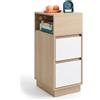 Relaxdays Comodino, 2 cassetti, 1 vano aperto, naturale/bianco | HxLxP: 64x24x30 cm, camera