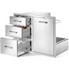 VEVOR Cassettiera per Isola Cucina da Esterno 57,2x52,1x76,2 cm 3 Cassetti | Acciaio Inox, con Maniglia, Bancone di Postazione per Barbecue, Organizazzione Utensili Pentole Accessori, Cortile, Giardino