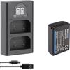 Blumax Batteria compatibile con Olympus BLX-1 [2600 mAh] + Slim Dual Charger BLX1 per Olympus OM-1 / OM-1 Mark II/OM-3 & OM System OM-1