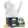 Ctronics 10X Zoom Ibrido 4K Telecamera Wi-Fi Esterno Metallo,Auto Track | Doppio Obiettivo,Rilevamento Persone/Veicoli/Ani, 2,4/5GHz WiFi, 256GB TF/Cloud/PC, Visione Notturna Colori, IP66 (White)