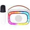Trevi XR 8A01 MINI PARTY Wireless Speaker 10W, Karaoke Speaker for Kids with Wireless Microphone, Voice Effects for Parties and Kids, USB, Micro SD and AUX-IN Inputs, Built-in Battery, White