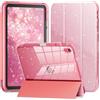 INFILAND Custodia per iPad (A16) 11ª Gen 11 2025 / iPad 10ª Gen 10.9 2022, Cover Trasparente Glitterata con Portapenne, Antiurto Airbag (Rosa)