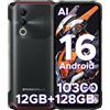 Stargorilla Blade20 X Rugged Smartphone Android 16 12GB+128GB Telefono Indistruttibile 10300mAh IP68 IP69K Display 90Hz Octa Core 16MP Macro Impronta NFC Dual SIM 4G GPS Antiurto