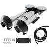 Fockety Clacson Ad Aria Compressa per Camion, 12V/24V 130dB Kit Clacson per Treno a Doppia Tromba Super Rumoroso, Clacson per Auto in Zinco Cromato per Camion, Auto, Barche, SUV, Treni