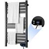 VEVOR Scaldasalviette Elettrico a Parete Bagno 12 Barre Impermeabile IPX4, in Lega di Alluminio, con Protezione Anti Surriscaldamento, Riscaldamento e Asciugatura con Touch Screen, Timer da 1 a 8 Ore