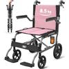 VOCIC U13 Sedia a Rotelle Pieghevole Leggera 8.5KG Ultraleggera | Carrozzina per anziani stretta fino a 120KG, freno 3in1, portabicchiere, poggiapiedi e braccioli regolabili|Blu