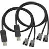 Guuzi Cavo di Collegamento per Ventola PC USB Maschio a 12V step-up a piena Velocità da 2pezzi a Doppio 4 pin Maschio, cavo Adattatore di Alimentazione con Guaina USB A a Doppio 3 pin/4 pin