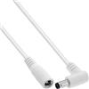 InLine Cavo di prolunga DC, spina angolare 5,5 x 2,5 mm, bianco, 2 m | 2 m, AWG 18, 12-24 V DC, 140 W, presa dritta, guaina in PVC, guaina per cavi salvaspazio