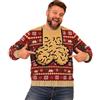 Generic Maglione Natalizio da Uomo e Donna in Pile con Cappuccio, vestibilità Ampia | Felpe Collo Alto Zip Mezza Maniche Fit Antivento Maschio Large Marroni Fulmini Grossi Spalline Doppiopetto