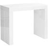 EGLEMTEK Tavolo Consolle Allungabile Fino a 3 Metri, Consolle in MDF Laccato,Tavolo Allungabile 3 Metri, Tavolo 14 Posti, Tavolo Salvaspazio Multiposizione, 45 x 95 x 75 cm, Bianco Lucido Laccato