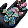 AK GEMS AND JEWELLERY Opale Nero Grezzo Opalescente Bi-Color, Per Taglio, Pezzi 1-50, 30MM-17MM