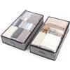 Sekey 2 Contenitori Sottoletto con Coperchio 95L, Pieghevoli con Doppia Cerniera, Organizer per Vestiti, Piumini, Biancheria da Letto e Trasloco, Grigio