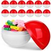 TOYANDONA 25 palline vuote per tombola, 70 mm, rosse e bianche, con tappo a | Capsule in plastica per calendario dell'Avvento fai da te, Pasqua, compleanni dei bambini e feste scolastiche. Riutilizzabile