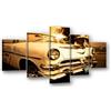Visario Quadro su Tela 5 Pezzi XXL 160x80 cm 5545 - Auto d'Epoca a L'Avana - Classica Auto Americana in Toni Caldi - Set Quadri su Telaio in Legno Pronti da Appendere