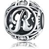 MEETCCY Charm a forma di lettera dell'alfabeto in argento Sterling 925 con lettere iniziali dalla A alla Z, compatibile con Pandora, braccialetti europei
