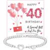 Halora 16°, 18°, 21°, 30°, 40°, 50°, 60° compleanno, regalo per donne e ragazze, braccialetto con perline in argento Sterling 925 regolabile con nodo a forma di cuore, regalo di compleanno con
