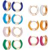 DICOSMETIC 7 paia di orecchini Huggie Hoop in lega e smalto, 14 x 4,5 mm, bianco, rosa, arancione, blu, viola, set di piccoli anelli Huggie