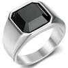 Jpltlvy Anello da uomo in acciaio al titanio, con pietra preziosa nera, idea regalo minimalista