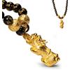 Katomi - collana cinese con perline Feng Shui, colore nero, con Pi Xiu, in ossidiana, con amuleto intagliato a mano, per fortuna e ricchezza