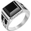 Jpltlvy Anello massonico da uomo in acciaio al titanio, con onice nera, stile gotico, vintage, con simbolo misterioso, idea regalo