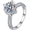 LOEXZAH Anello nuziale da donna in moissanite da 2 carati, anello di fidanzamento da donna con diamante placcato in oro bianco 18 carati in argento Sterling 925 con moissanite e diamante
